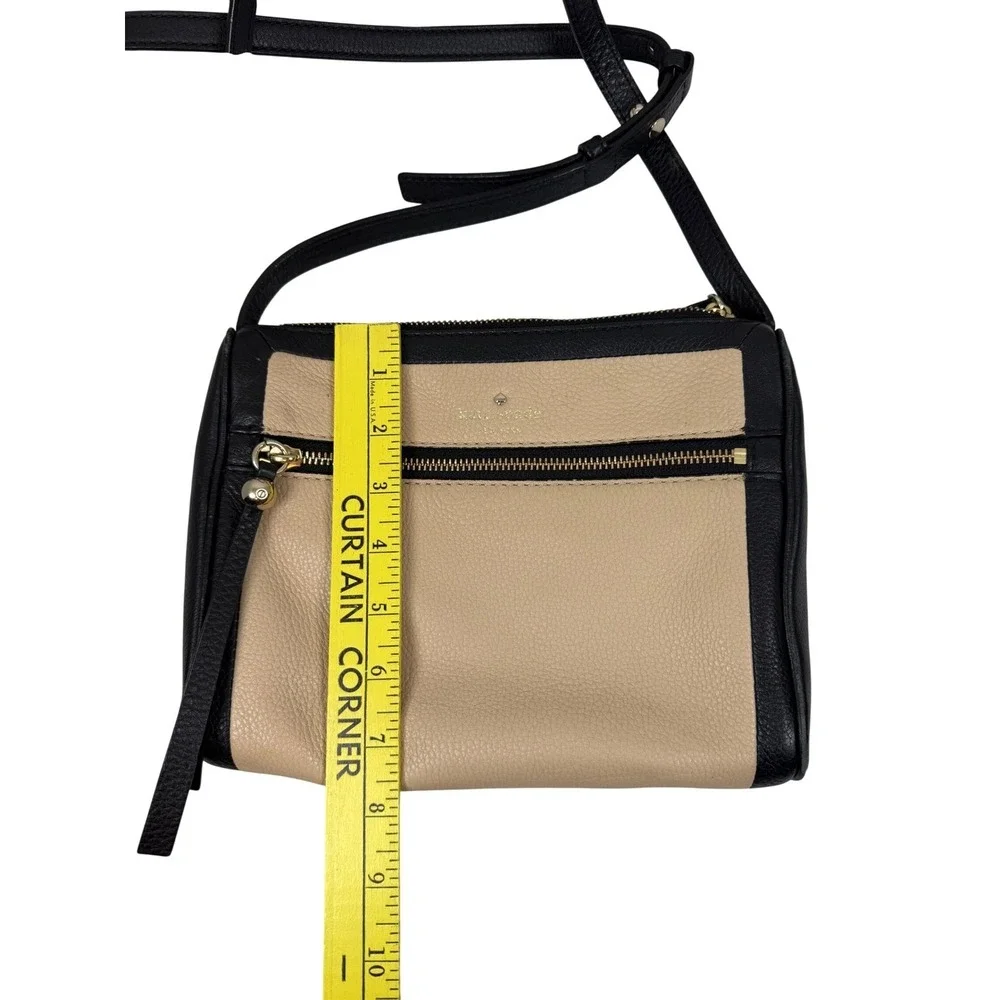 Kate Spade New York Colorblock Crossbody, Taupe and Black, 100% Cow Leather